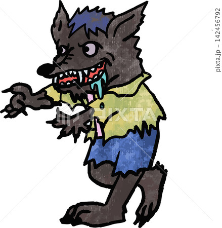 狼男のキャラクターイラスト ハロウィン クレヨンタッチ 狼男のキャラクターイラスト ハロウィン クレヨンタッチ 142456792