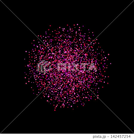 Bright pink and magenta confetti in a circle shape on a black background vector illustration. eps 10 142457254