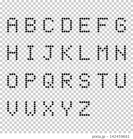 Simple English alphabet letters represented by round dots Simple English alphabet letters represented by round dots 142459681