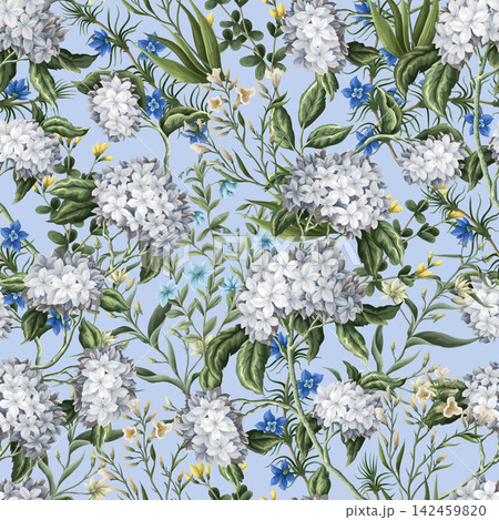 Vintage seamless pattern with floral branches. Vector. Vintage seamless pattern with floral branches. Vector. 142459820