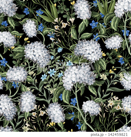 Vintage seamless pattern with floral branches. Vector. 142459821