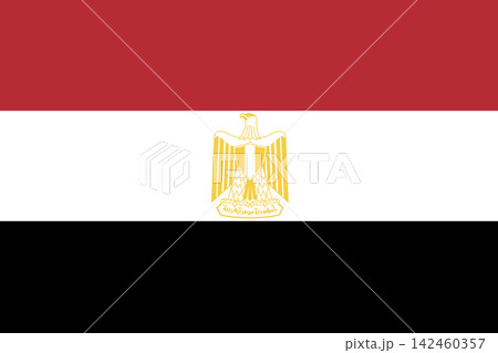 Egypt flag simple sticker, icon, background. National flag of Egypt flat badge, button. Official colors and proportions. Egyptian flag. 142460357