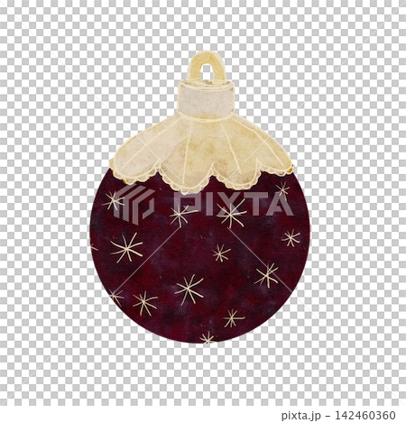 Christmas tree maroon ball with golden top isolated on white. Watercolor clip art perfect for wrapping paper, cards, Christmas, new year, invitations, stickers, textile, posters, totes design Christmas tree maroon ball with golden top isolated on white. Watercolor clip art perfect for wrapping paper, cards, Christmas, new year, invitations, stickers, textile, posters, totes design 142460360