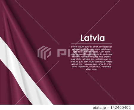 Latvian waving national flag background and placeholder text. Vector illustration. Latvian waving national flag background and placeholder text. Vector illustration. 142460406