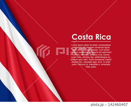 Costa Rican waving national flag background and placeholder text. Vector illustration. 142460407
