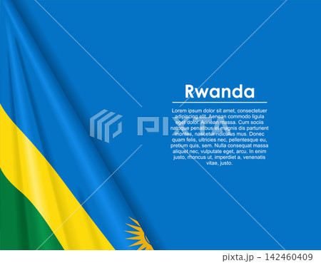 Rwandan waving national flag background and placeholder text. Vector illustration. Rwandan waving national flag background and placeholder text. Vector illustration. 142460409