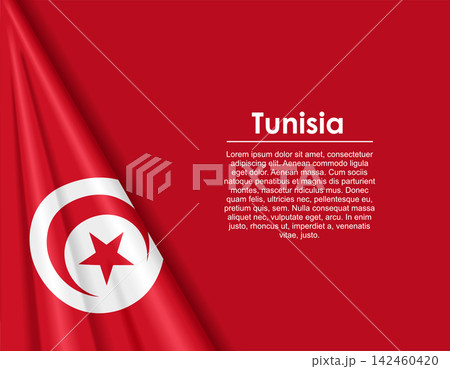 Tunisian waving national flag background and placeholder text. Vector illustration. Tunisian waving national flag background and placeholder text. Vector illustration. 142460420