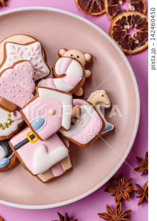 Sweet, colorful, homemade Christmas gingerbread cookies. Christmas gingerbread cookies Sweet, colorful, homemade Christmas gingerbread cookies. Christmas gingerbread cookies 142460450
