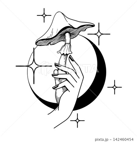 Mystical mushroom in female hand Mystical mushroom in female hand 142460454