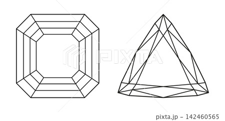 Asscher, Trillion diamond cut shapes. Design simple diagrams. Asscher, Trillion brilliant cut patterns. Gemstone outline flat icons for jewellery design, branding, packaging, logos, digital graphic. Asscher, Trillion diamond cut shapes. Design simple diagrams. Asscher, Trillion brilliant cut patterns. Gemstone outline flat icons for jewellery design, branding, packaging, logos, digital graphic. 142460565