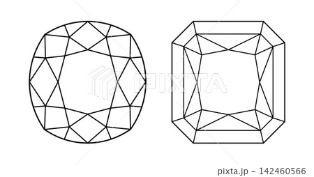 Original Radiant, Cushion old money diamond cut shapes. Design diagrams. Brilliant Cushion old money, Original Radiant cut patterns. Gemstone outline icon layouts for jewellery design, branding, logo. Original Radiant, Cushion old money diamond cut shapes. Design diagrams. Brilliant Cushion old money, Original Radiant cut patterns. Gemstone outline icon layouts for jewellery design, branding, logo. 142460566