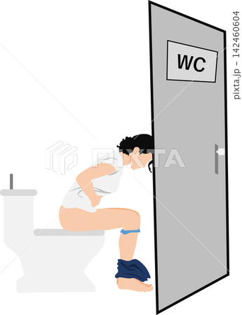 腹痛の女性のイラスト 腹痛の女性のイラスト 142460604