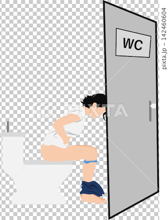 腹痛の女性のイラスト 腹痛の女性のイラスト 142460604
