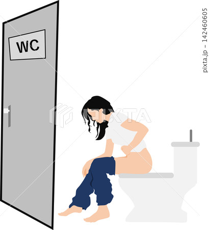 腹痛の女性のイラスト 142460605