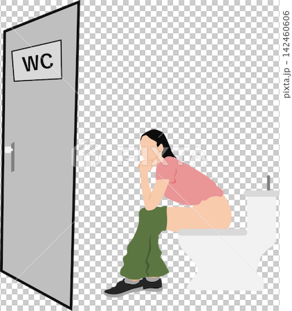 腹痛の女性のイラスト 142460606