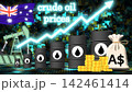 Australia crude oil prices rising chart with barrels and money 142461414