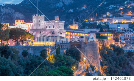 Prince's Palace of Monaco day to night timelapse with observation deck Prince's Palace of Monaco day to night timelapse with observation deck 142461878