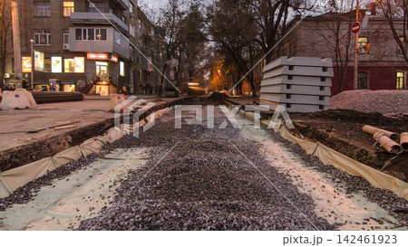 Work bulldozer on the construction of a road timelapse Work bulldozer on the construction of a road timelapse 142461923