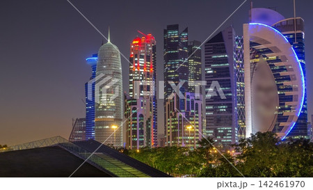 The high-rise district of Doha day to night timelapse after sunset The high-rise district of Doha day to night timelapse after sunset 142461970