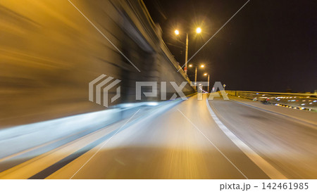 Drive at fast speed at the night streets timelapse hyperlapse drivelapse. Drive at fast speed at the night streets timelapse hyperlapse drivelapse. 142461985