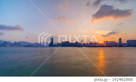 Hong Kong Sunset, View from kowloon bay downtown timelapse Hong Kong Sunset, View from kowloon bay downtown timelapse 142462008