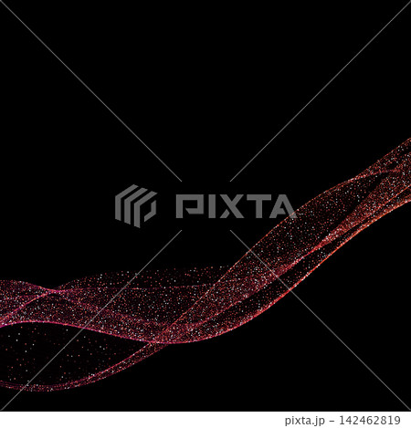 Abstract red wave with glitter and glowing dots on a dark black background. Eps 10 Abstract red wave with glitter and glowing dots on a dark black background. Eps 10 142462819