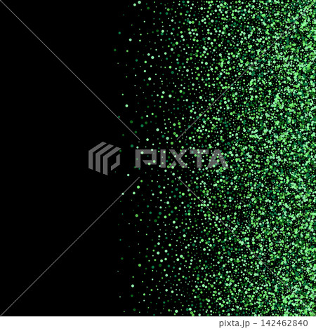 Bright green scattering of small shiny specks on the right side on a black background. Eps 10 142462840
