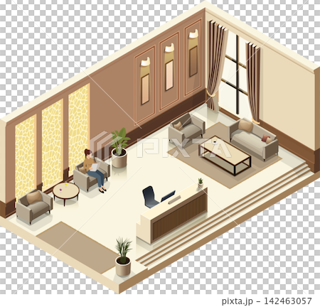 Hotel lounge interior with reception desk Hotel lounge interior with reception desk 142463057