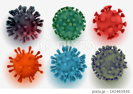 realistic 3d coronavirus cells collection of six 142463930