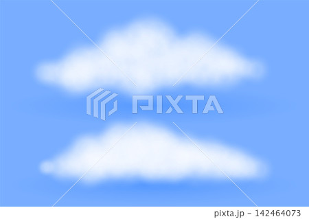 realisitic fluffy clouds on blue background design 142464073