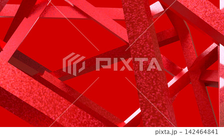 Vibrant Red Geometric Beams in an Abstract 3D Composition 142464841