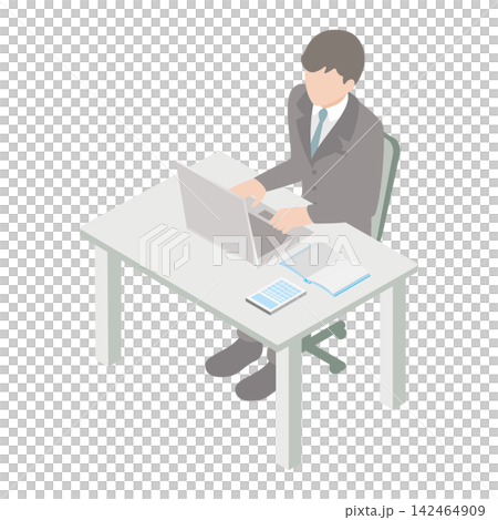 アイソメトリック ビジネスマン 人物 男性 オフィス パソコン 仕事 ビジネス イラスト 素材 アイソメトリック ビジネスマン 人物 男性 オフィス パソコン 仕事 ビジネス イラスト 素材 142464909