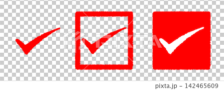 Hand-drawn checkmark illustration - red Hand-drawn checkmark illustration - red 142465609