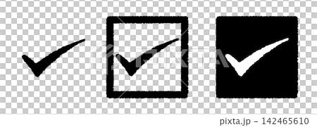 Hand-drawn checkmark illustration - black 142465610