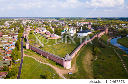 Aerial view of Saviour-Euthimiev monastery at Suzdal in summer. Russia Aerial view of Saviour-Euthimiev monastery at Suzdal in summer. Russia 142467778