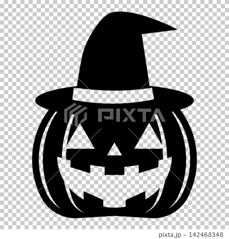 Halloween pumpkin lantern in a witch hat Halloween pumpkin lantern in a witch hat 142468348