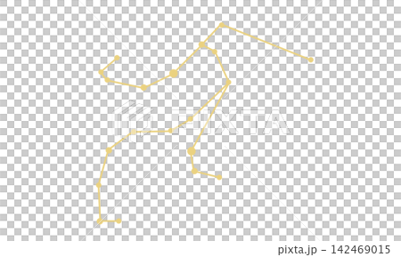 ペルセウス座の星座線のイラスト(ゴールド色) ペルセウス座の星座線のイラスト(ゴールド色) 142469015
