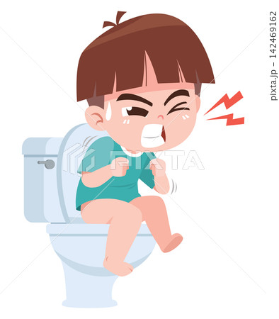Child Struggling With Constipation on Toilet Cartoon Illustration Child Struggling With Constipation on Toilet Cartoon Illustration 142469162