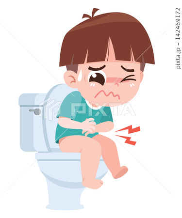 Child Suffering From Stomach Pain While Sitting on Toilet Cartoon Illustration Child Suffering From Stomach Pain While Sitting on Toilet Cartoon Illustration 142469172