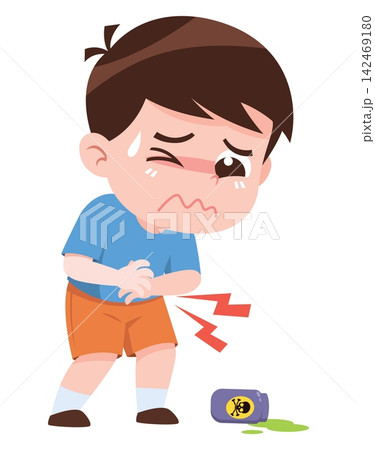 Child Stomach Ache from Poison Exposure Cartoon Illustration Child Stomach Ache from Poison Exposure Cartoon Illustration 142469180