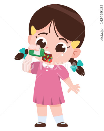 Child Taking Too Many Pills from Medicine Bottle Cartoon Illustration Child Taking Too Many Pills from Medicine Bottle Cartoon Illustration 142469182