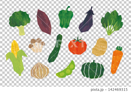 Vegetable acrylic paper-cut style icons Vegetable acrylic paper-cut style icons 142469315