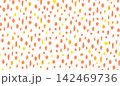 手描き葉っぱのボタニカルパターン背景素材 赤オレンジ系・紅葉の壁紙 142469736