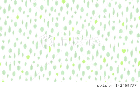 手描き葉っぱのボタニカルパターン背景素材 緑系・新緑の壁紙 142469737