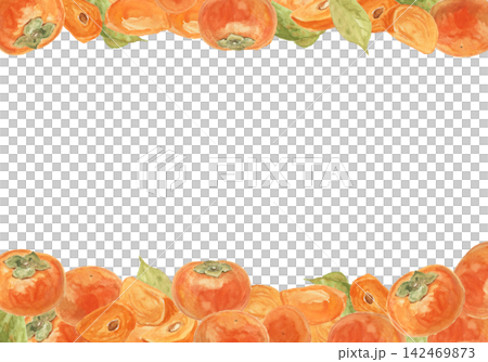 A realistic persimmon background painted with watercolors. 142469873