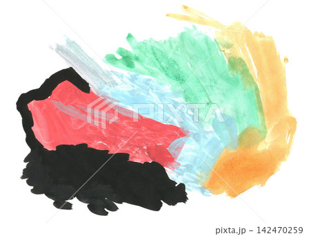 Bright multicolor abstract watercolor, gouache blue, green, pink, black blurry, randomly smeared stains of mixed paint on a white background. Fantasy background for banner, poster, prints. Bright multicolor abstract watercolor, gouache blue, green, pink, black blurry, randomly smeared stains of mixed paint on a white background. Fantasy background for banner, poster, prints. 142470259