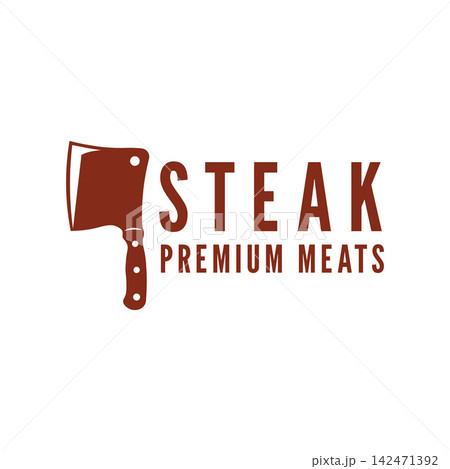 Vintage butcher knife silhouette symbol vector illustration for the meat industry, ideal for meat packaging, menu design, or label decoration. 142471392