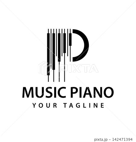 P letter logo featuring a piano instrument theme or musical activity, with an illustration of piano keys. Suitable for logo design, school logos, or music course centers. P letter logo featuring a piano instrument theme or musical activity, with an illustration of piano keys. Suitable for logo design, school logos, or music course centers. 142471394