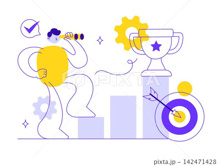 Business Goal Vector Illustration Featuring Target Achievement, Strategic Planning, Career Growth, Success Strategy, Teamwork, and Leadership Business Goal Vector Illustration Featuring Target Achievement, Strategic Planning, Career Growth, Success Strategy, Teamwork, and Leadership 142471428