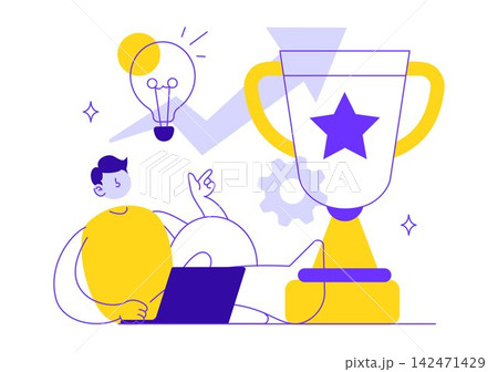 Business Goal Vector Illustration Featuring Target Achievement, Strategic Planning, Career Growth, Success Strategy, Teamwork, and Leadership 142471429